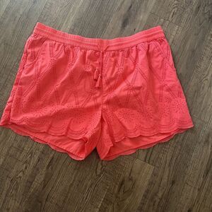 Crown & Ivy Women’s Shorts 3X Eyelet Lace Coral